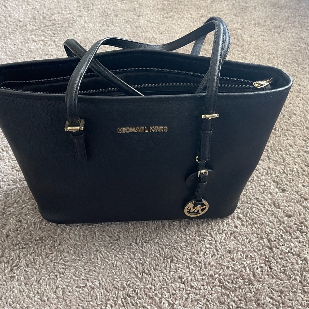 Michael Kors Black Tote with Gold Accents